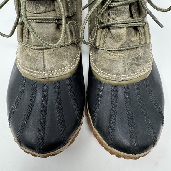 Sorel Green Out N About Leather Ankle Duck Boots NL2133-365 Women's Size 10 - Picture 5 of 12